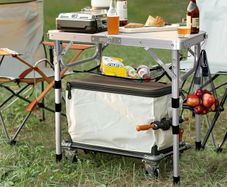 Adjustable Height Small Folding Table Portable Camp Tables (23.6" L x 15.7" W (2 Height)) with Mesh Layer for Outdoor Camp Garden Picnic BBQ Dining Cooking