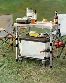 Adjustable Height Small Folding Table Portable Camp Tables (23.6" L x 15.7" W (2 Height)) with Mesh Layer for Outdoor Camp Garden Picnic BBQ Dining Cooking