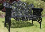 Pair cast iron black ram benchs