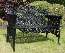 Pair cast iron black ram benchs