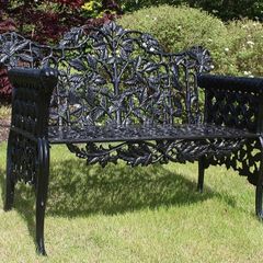 Pair cast iron black ram benchs