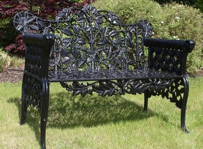Pair cast iron black ram benchs