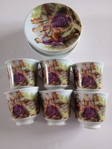Vintage Yamasen Japan Espresso Set - 6 Cups & Saucers 24K Gold Porcelain