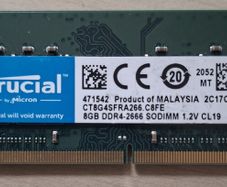 Crucial Ram 8gb Ddr4 2666 Mhz Cl19 Laptop Memory Ct8g4sfra266