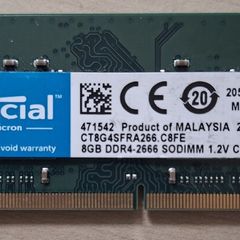 Crucial Ram 8gb Ddr4 2666 Mhz Cl19 Laptop Memory Ct8g4sfra266