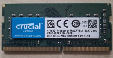 Crucial Ram 8gb Ddr4 2666 Mhz Cl19 Laptop Memory Ct8g4sfra266