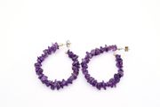 925 Sterling Silver &amp; Amethyst Hooped Earrings