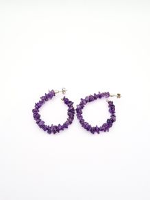 925 Sterling Silver & Amethyst Hooped Earrings