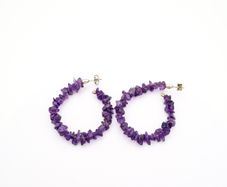 925 Sterling Silver & Amethyst Hooped Earrings