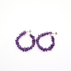 925 Sterling Silver & Amethyst Hooped Earrings