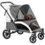 Foldable Pet Stroller for Large Dogs with 4 Big Wheels, Shock-Absorbing Frame, Safety Leashes, Brakes, Dark Grey Image 5