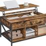 Coffee Table, Height-Adjustable Living Room Table, Coffee Table, Open and Hidden Storage Space, X-Struts, 60 x 100 x (48-62) cm, Anthracite Grey/Black Image 5