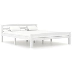 Bed Frame White Solid Pinewood 160x200 cm