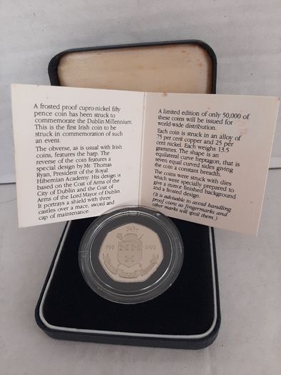 New 50p Millennium coin in original packaging