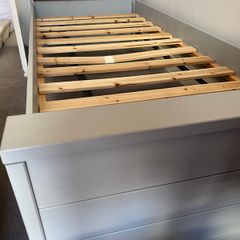 single bed frame and matching shelf unit