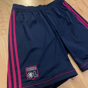 Olympique Lyonnais Lyon Soccer Football Adidas Navy and Pink Shorts (POSTAGE INCLUDED)