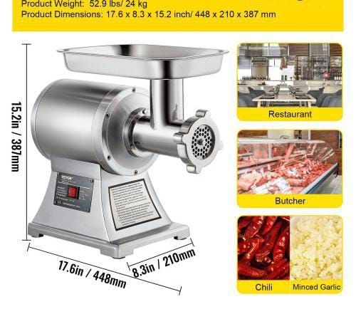 Electric Meat Mincer, 1100W 330LBS/H Capacity Meat Grinder Machine, Stainless Steel Meat Grinder Commercial Sausage Stuffer Maker for Home & Commercial Use
