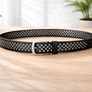 Unisex Black Studded Leather Belt Punk Rock Gothic Belt with Silver Rivets Image 4