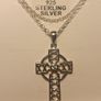 High Quality Sterling Silver Celtic Cross & Belcher Chain Image 3