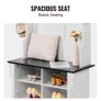 Wooden Hall Tree with Bench and Shoe Storage, White Hall Tree with Coat Rack, Adjustable Shelves and 5 Hanging Hooks Image 3