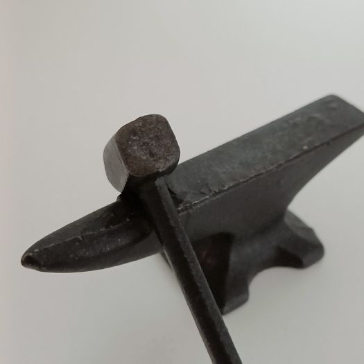 Vintage Miniature Blacksmiths Anvil and Hammer - Cast Iron