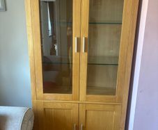 Light Oak Display Cabinet / Storage Unit with Glass Doors