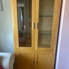 Light Oak Display Cabinet / Storage Unit with Glass Doors