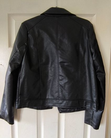 Black faux leather biker jacket