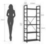 5 Tier Wood Bookshelf with Open Shelves, Rustic Standing Bookshelves, Metal Frame, Display Shelf for Living Room, Bedroom, Black Image 2