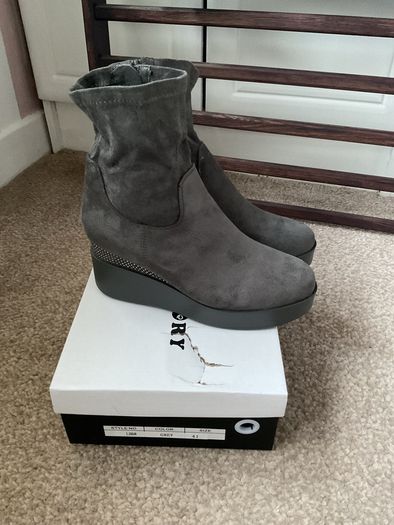 boots grey suede effect wedge sock boots size 41
