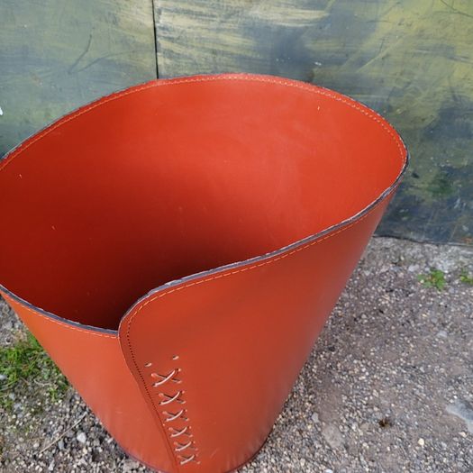 Vintage large leather basket