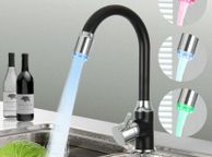 main image for ad LED Kitchen Sink Mixer Taps Swivel Spout Pull Out Basin Tap Black Chrome Faucet