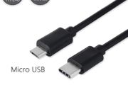 Black 1M Type C USB-C To Micro USB Cable Charger Data OTG Cord Lead