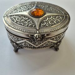 A silver-plated jewelry box from Poland, with the hallmark 1738.