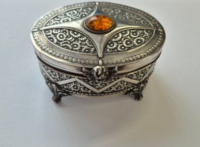 A silver-plated jewelry box from Poland, with the hallmark 1738.