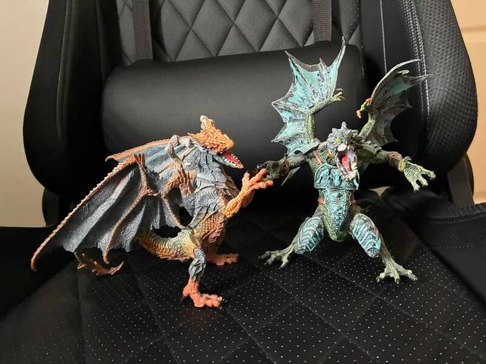 Five Nights at Freddys plushies and dragon figures