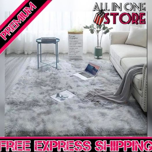 Soft Touch Area Rug Bedroom Anti-Skid Yoga Carpet Shaggy Rugs Fluffy Motley Tie-dye Carpets Light Grey 60 x 120 cm MULTIPLE COLOURS, SIZES AVAILABLE (FREE POSTAGE)