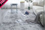Soft Touch Area Rug Bedroom Anti-Skid Yoga Carpet Shaggy Rugs Fluffy Motley Tie-dye Carpets Light Grey 60 x 120 cm MULTIPLE COLOURS, SIZES AVAILABLE (FREE POSTAGE)