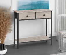 Slim Console Table, Narrow Console Table with 2 Drawers, Hallway Table with Storage, Sofe Table, Small Side Table for Small Spaces, Living Room, Entryway, Kitchen, Greige and Black