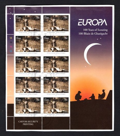 2007 Ireland Europa (Centenary of Scouting) Commemorative Stamp Sheetlets Fine Used with Dublin cancel of 23rd February 2007 (First day of issue)