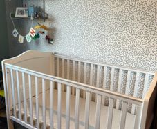 White babylo cot frame 140cm wide