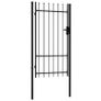 Fence Gate Single Door with Spike Top Steel 1x1.75 m Black Image 2
