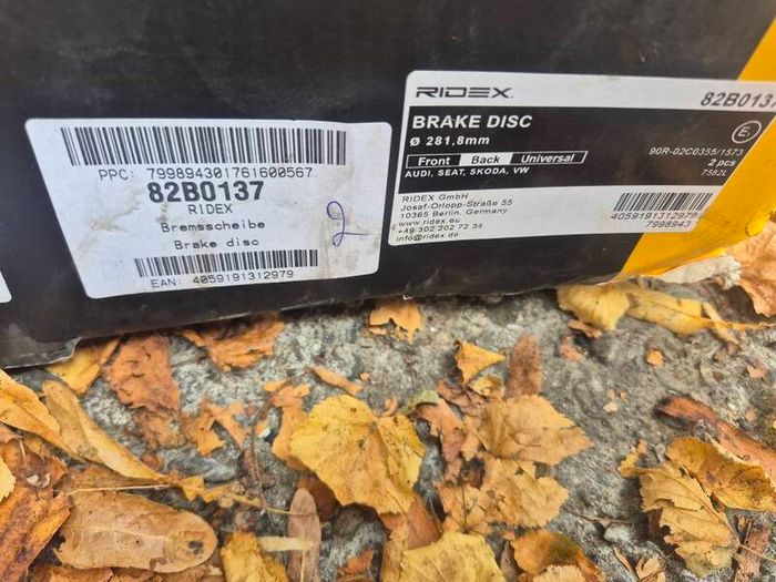 Ridex universal rear brake discs VW Skoda Audi Seat etc