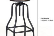 Affordable Industrial Style Height Adjustable Swivel Bar Stool With Natural Pinewood Top