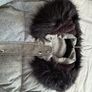Grey winter coat with black faux fur hood trim) - size 16 Image 3