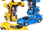 2 Pcs Deformation Cars for 3-7 Years Old Boys,Best Birthday Gifts for Boys Girls Pull Back Robot Car Toy for Boys Girls Kids Play Push Toy Cars Transformers Cars Toys for Kids Blue & Yellow