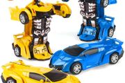2 Pcs Deformation Cars for 3-7 Years Old Boys,Best Birthday Gifts for Boys Girls Pull Back Robot Car Toy for Boys Girls Kids Play Push Toy Cars Transformers Cars Toys for Kids Blue &amp; Yellow