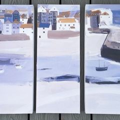 3 Piece Coastal Harbor Canvas Set Nautical Village Wall Artwork