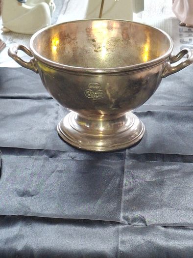 Rare Antique Silver-Plated Pedestal Bowl engraved branding for the Savoy Cinema Dublin manufactured by Gladwin Ltd in Sheffield