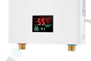 Mini Instant Water Heater Instant Electric Water Heater 3000W Constant Temperature Electric Tankless Water Heater with Remote Control Digital Display for Home Kitchen Bathroom Indoor 220V (White)